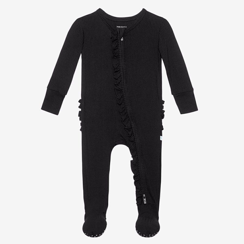 POSH PEANUT FOOTIE RUFFLED ZIPPERED ONE PIECE 0-3M